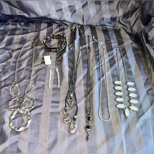 Elegant Silver and Black Jewelry Set 8 Items